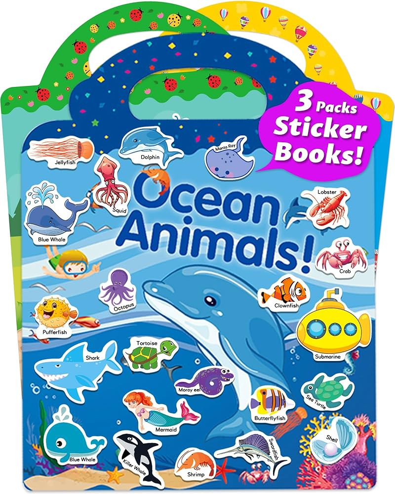 Reusable Sticker Book for Toddlers 2-4 Years, 3 Sets Stickers for Kids, Toddler Sticker Book Ages... | Amazon (US)