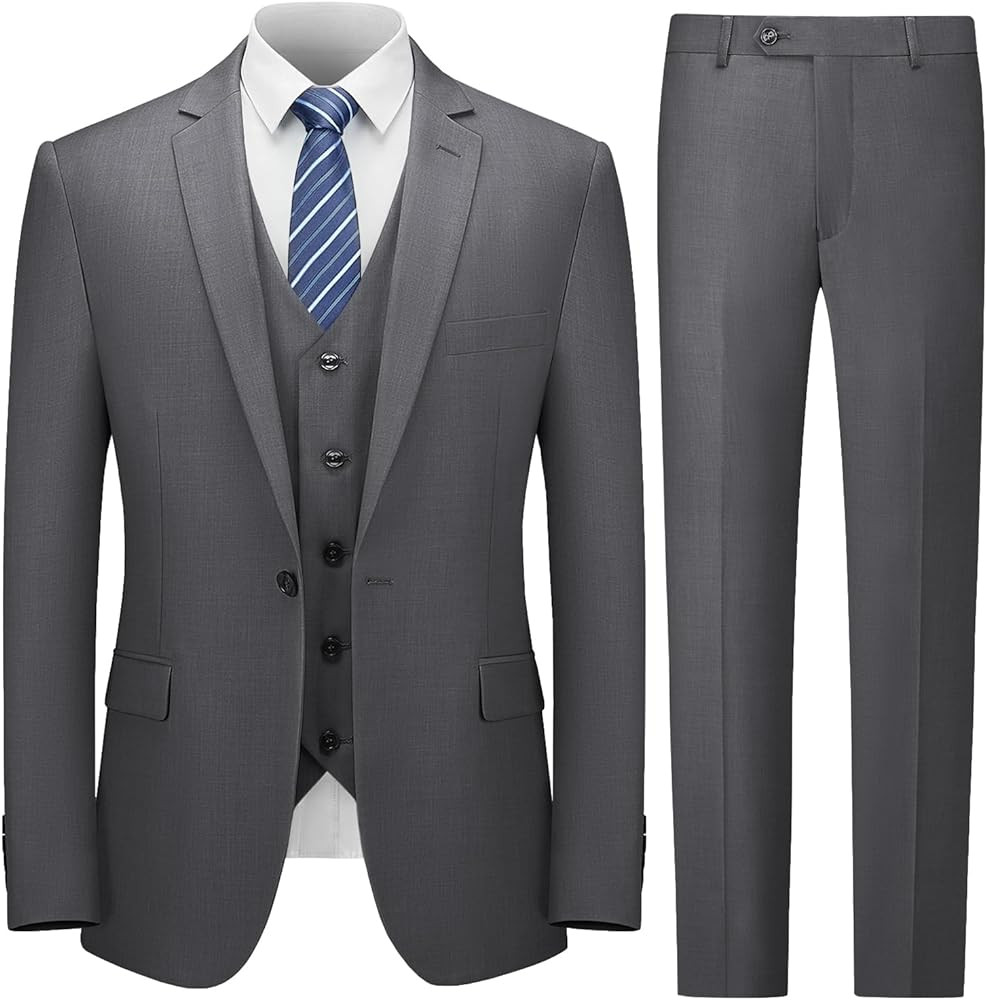 Cooper & Nelson Men's Suit Slim Fit, 3 Piece Suits for Men, One Button Solid Jacket Vest Pants wi... | Amazon (US)