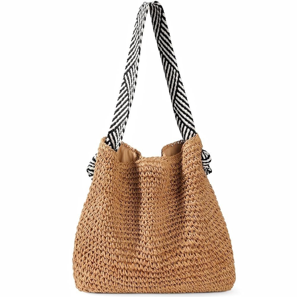 Straw Beach Bags for Women - Summer Straw Bag for Women Shoulder Handbags, Tote Bag Woven | Amazon (US)