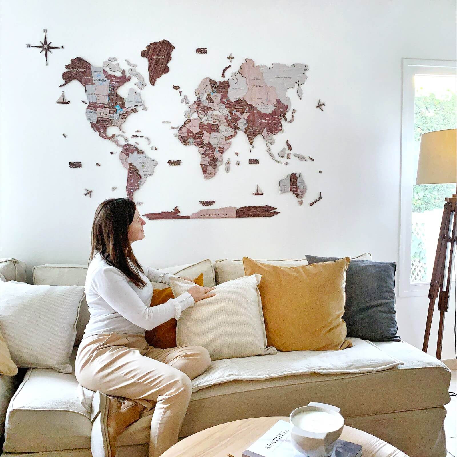 3D Wooden World Map Cappuccino | Enjoythewood