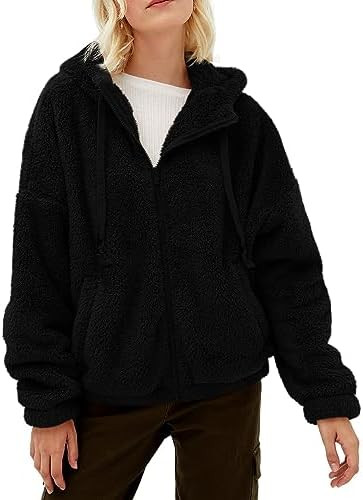 GAMISOTE Womens Fuzzy Fleece Jacket Zip Up Oversized Winter Warm Sweatshirt Hoodies | Amazon (US)