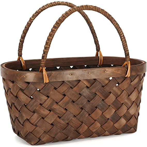 Small Picnic Basket, Woodchip Baskets for Gifts Empty, Woven Wicker Baskets, Cute Toy Basket for ... | Amazon (US)
