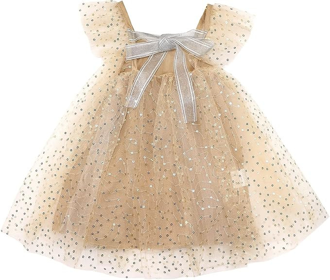 AGQT Baby Girls Tulle Tutu Dress Sleeveless Sequin Layered Dresses Size 6M-4T | Amazon (US)