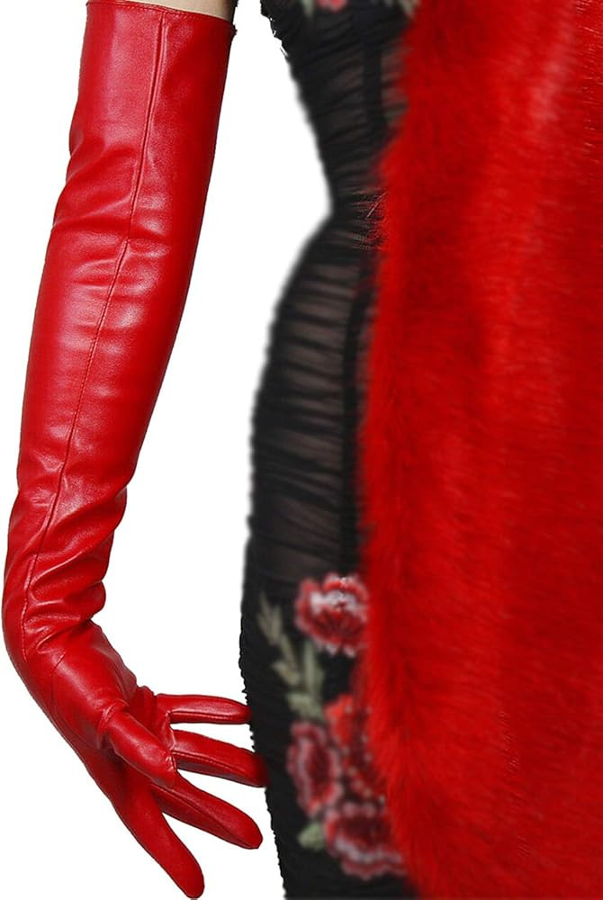 Amazon.com: DooWay Women Fashion Long Gloves Faux Leather Lambskin Sheepskin PU 24" 60cm Opera Ev... | Amazon (US)