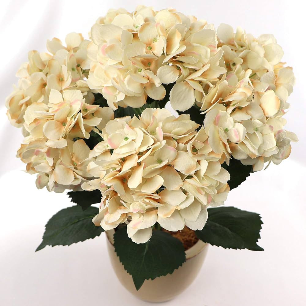 Real Touch Hydrangea Silk Flower Bush - 7 Heads, UV Resistant, Adjustable Stem, Indoor/Outdoor, R... | Amazon (US)