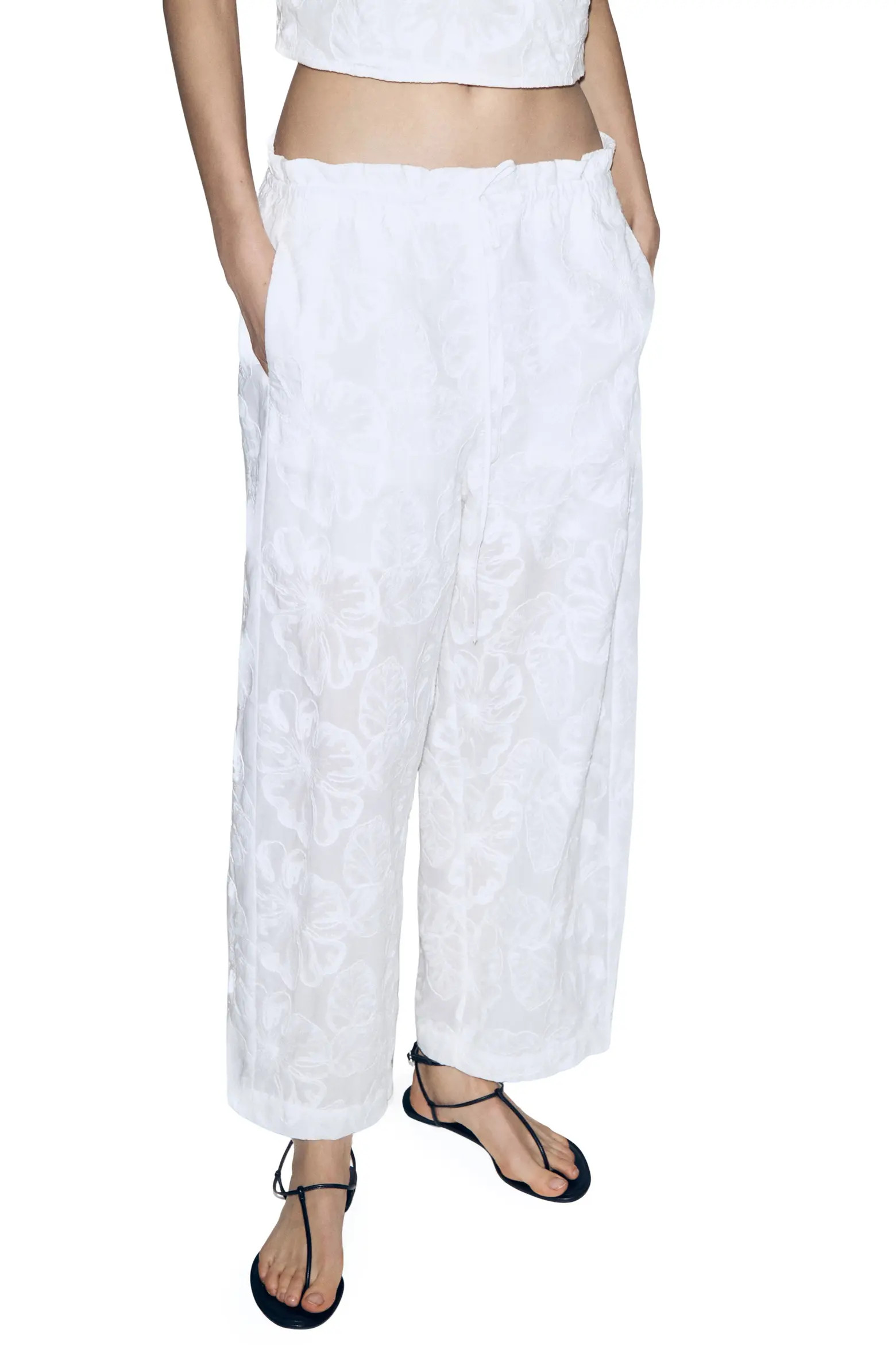 Floral Jacquard Cotton Drawstring Ankle Pants (Women) | Nordstrom | Nordstrom