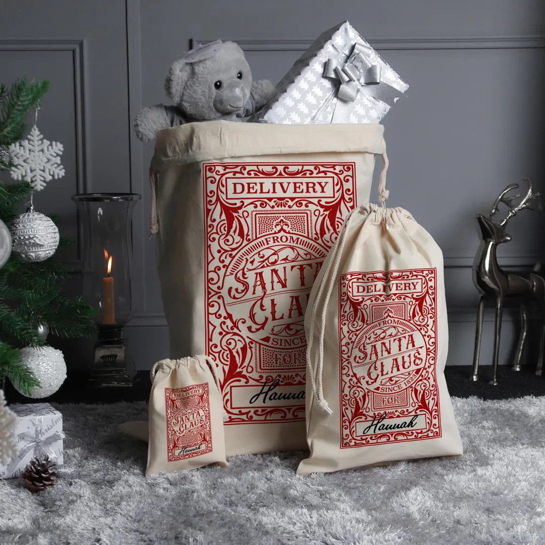 Christmas Santa Sack Stocking Traditional Present Bag. | Etsy (US)