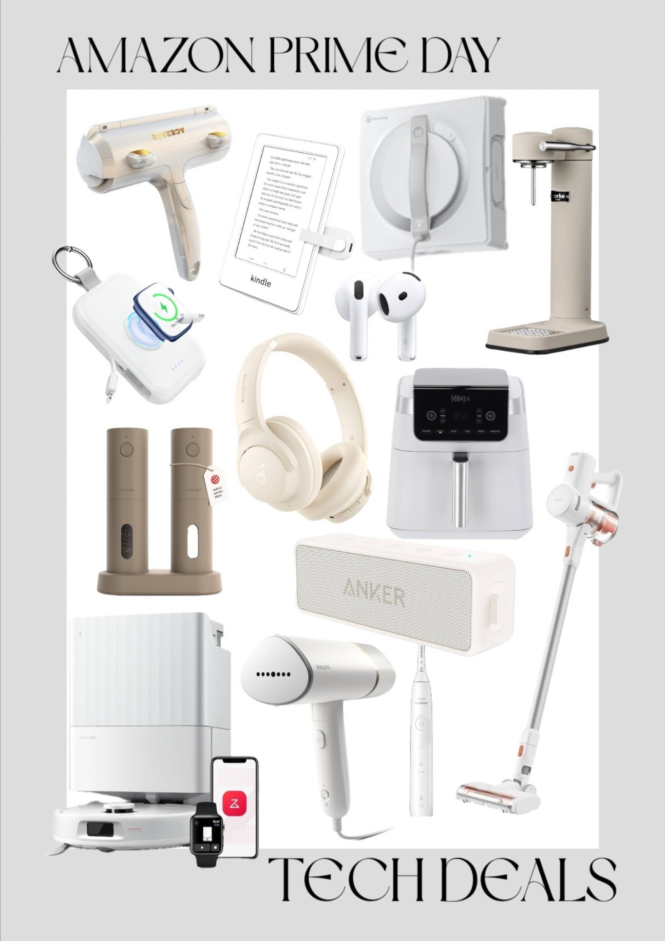 Hier kommen meine liebsten Amazon Prime Deal Favoriten im Bereich Tech! Mein Highlight: der Fensterputz Roboter von Ecovacs oder der Dyson Dupe! Aber auch Alltagshelfer wie den Airfryer, die praktische Powerbank oder der Steamer von Philipps sind absolute Highlights! #LTKxAmazon

#LTKdeutschland #LTKhome #LTKfamily