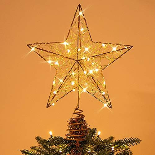 Rocinha Gold Christmas Tree Topper Star Lighted Tree Star Wire Star for Christmas Tree, 10 Inches... | Amazon (US)