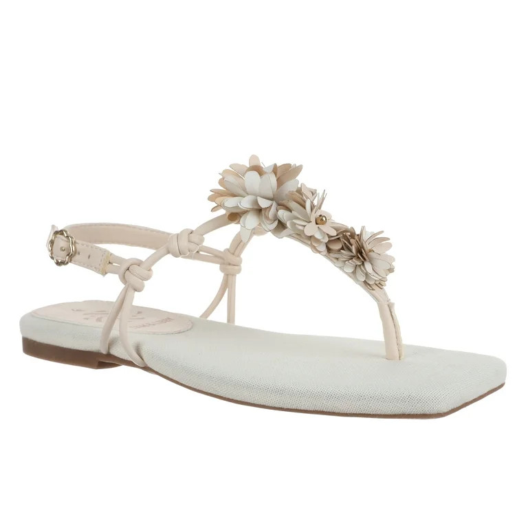 Sam & Libby Women's Tiana T-Strap Flower Sandal | Walmart (US)