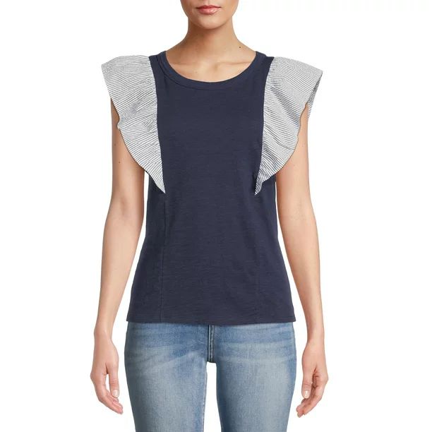 Time and Tru Women's Flutter Sleeve Tank Top - Walmart.com | Walmart (US)