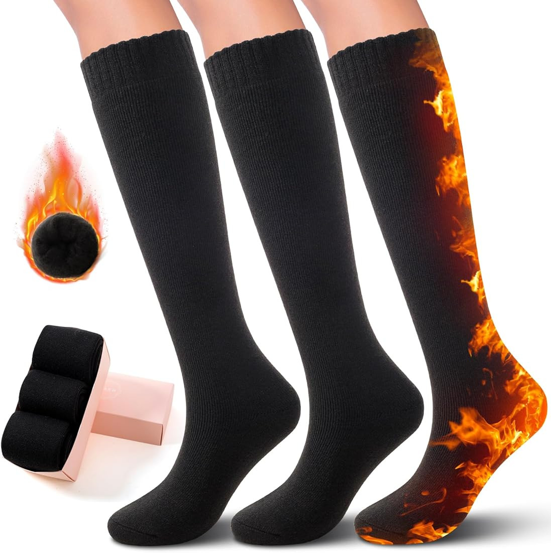 4 Pairs Thick Thermal Socks for Women Extreme Cold Weather Winter Warm Socks Soft Cozy Womens Cre... | Amazon (US)