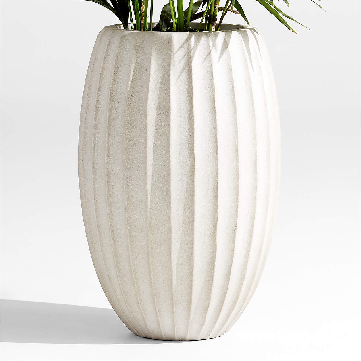 Warren 16.9" x 26" Large Warm White Ficonstone Outdoor Planter + Reviews | Crate & Barrel | Crate & Barrel