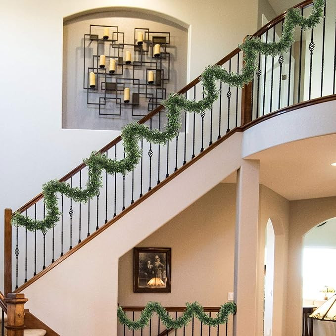 Amazon.com: Larksilk Green UV Resistant Boxwood Garland, 9 Foot Long Artificial Ivy Vine Greenery... | Amazon (US)