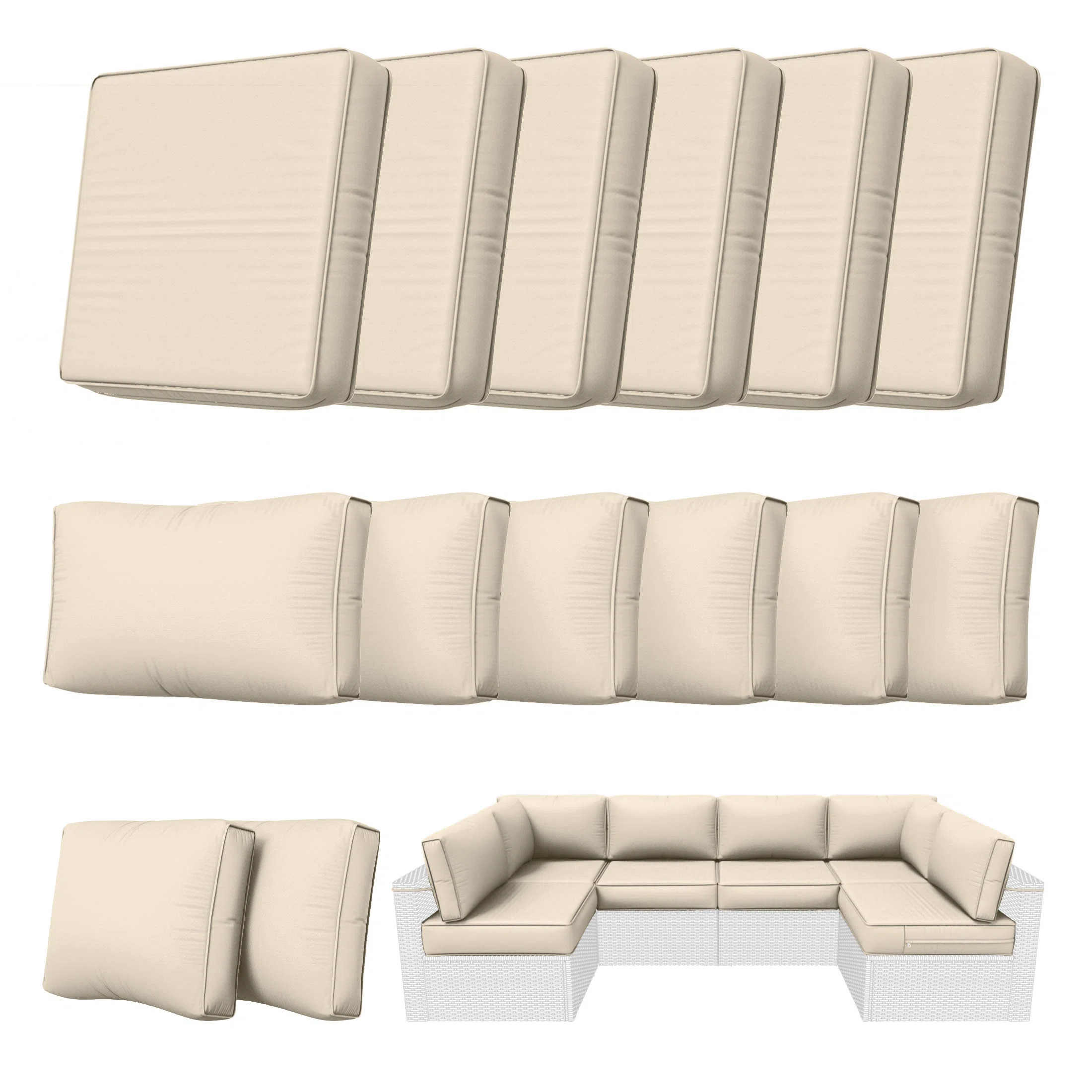 Outdoor 5" Replacement Cushion Set Seat/Back Cushions (Set Of 6 Cushions, 6 Backrests, 2 Corner C... | Wayfair North America
