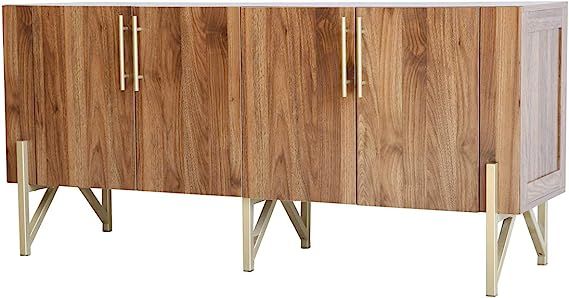 roomfitters Mid Century TV Stand Media Console, Side Board with Gold Legs, Warm Walnut | Amazon (US)