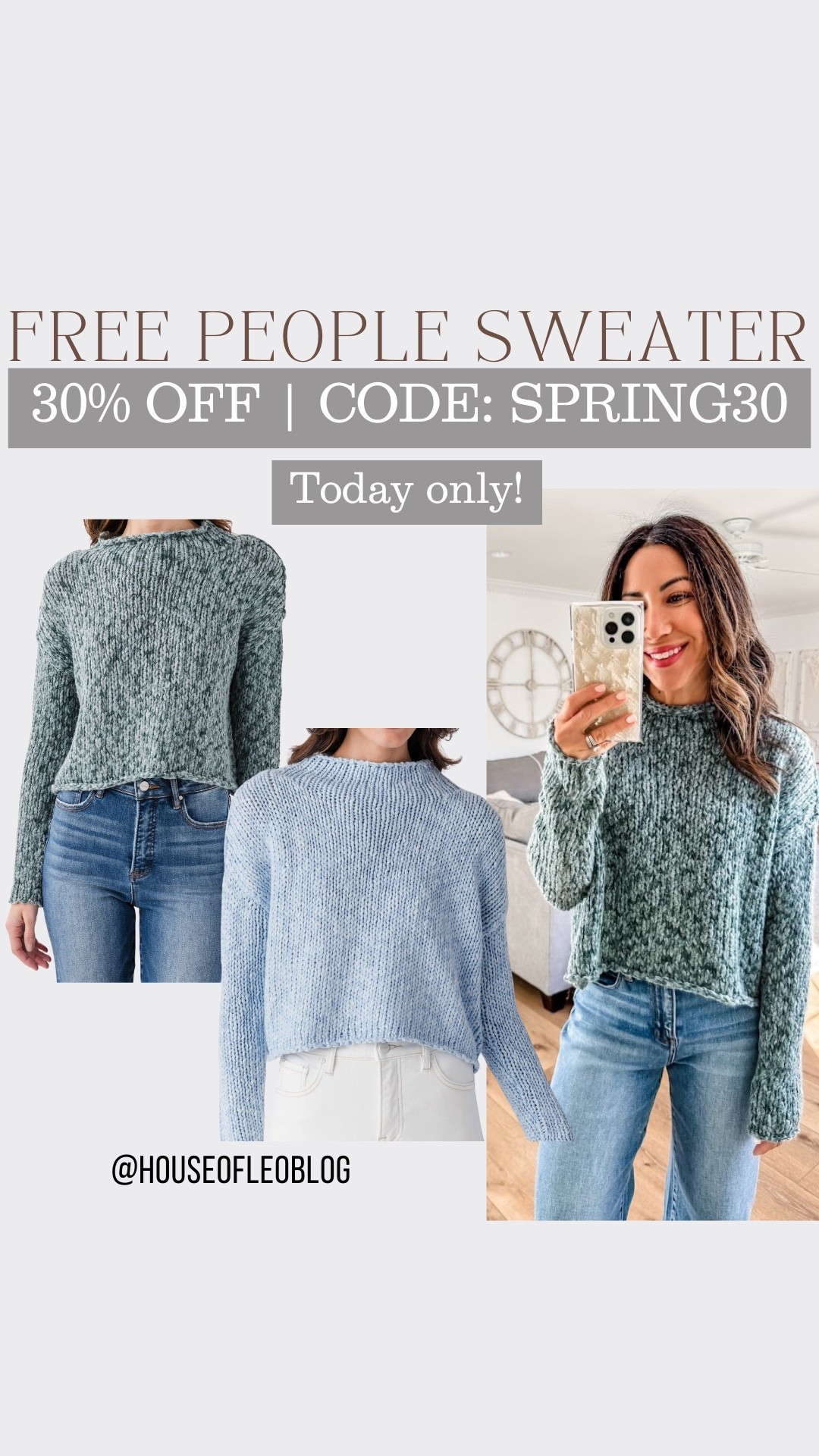 30% off today only. Code SPRING30. 
Wearing small, free people sweater

#LTKSaleAlert #LTKOver40