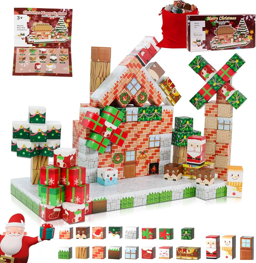 100 Pcs Magnetic Blocks, Magnetic Building Blocks for Kids, Build Mine Magnet World Set with Chri... | Amazon (US)