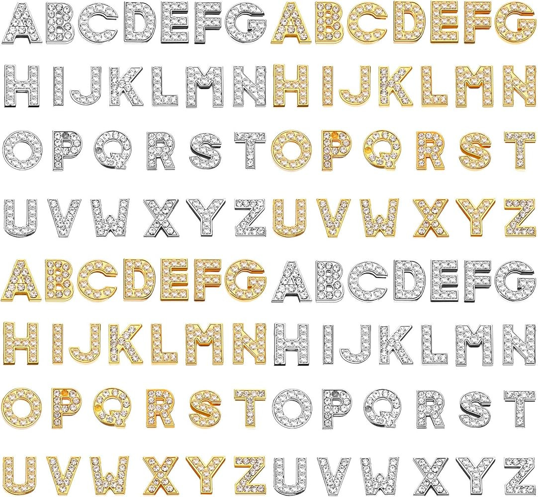 WILLBOND 104 Pcs Full Rhinestone Letter Charms A-Z 8mm Rhinestone Slider Charms for Crafts Alphab... | Amazon (US)