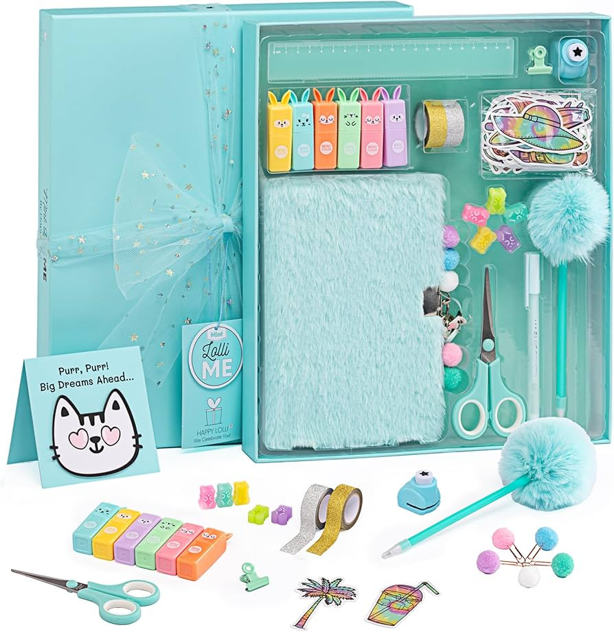 HAPPY LOLLI Mint LolliME DIY Journal Kit for Girls – 300+ Pieces! Lockable Fuzzy Diary, Markers... | Amazon (US)
