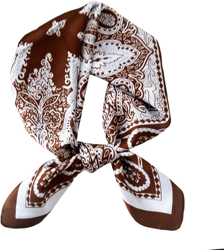 FONYVE Silk Feeling Scarf Medium Square Satin Head Scarf for Women 27.5 × 27.5 inches | Amazon (US)