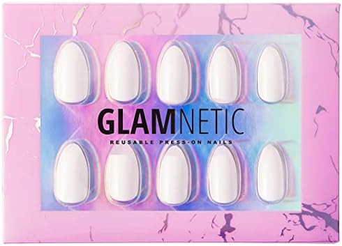 Glamnetic Press On Nails - Angel | Opaque White Short Almond Nails, Reusable | 12 Sizes - 24 Nail... | Amazon (US)
