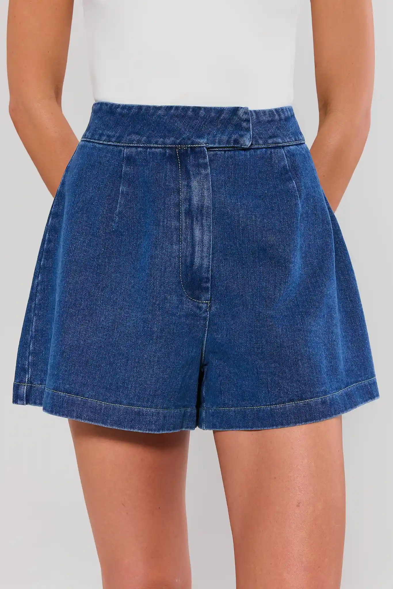 Medium Wash Denim Tailored Shorts | Avara