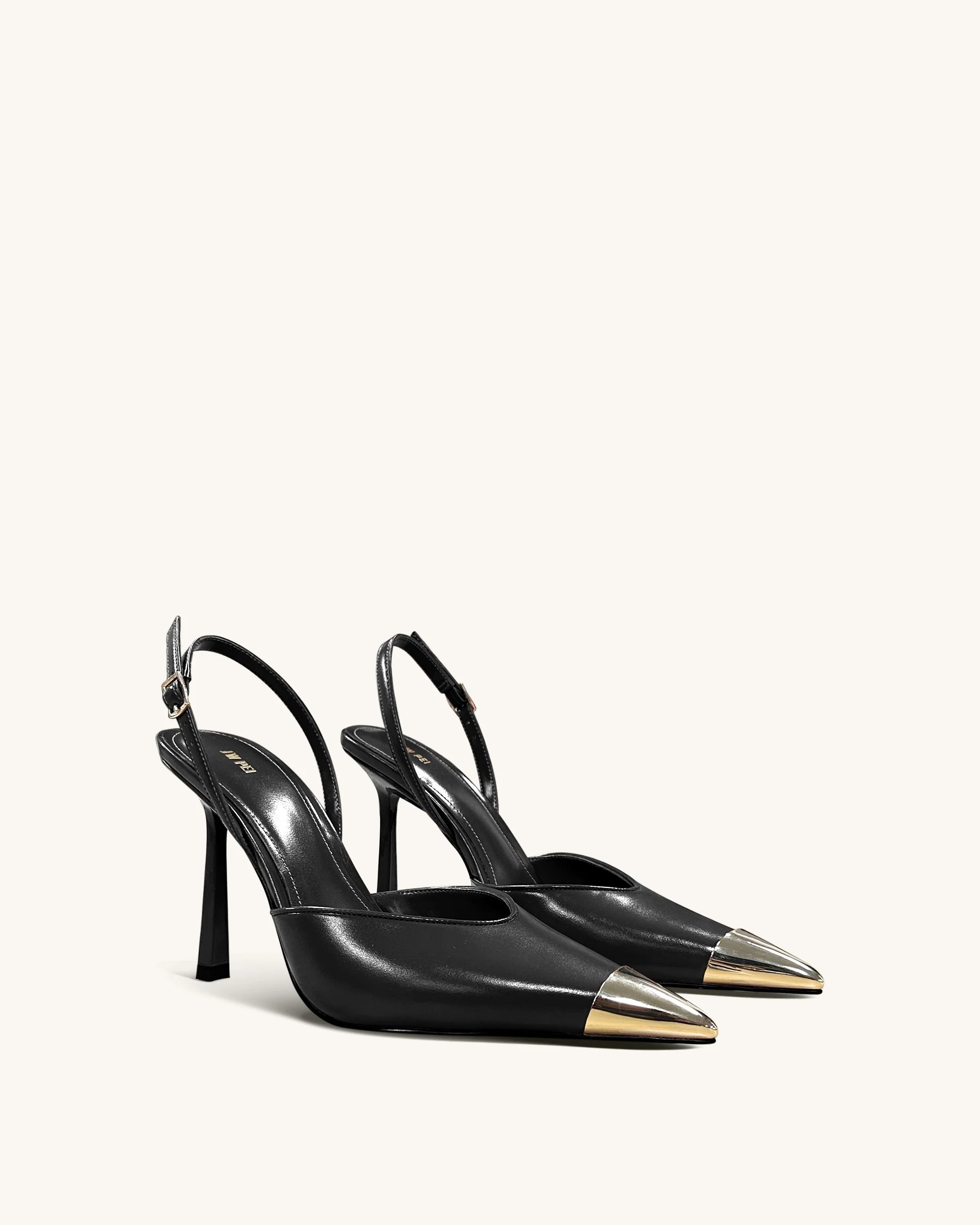 Savannah Gold Tipped Slingback Pumps - Black | JW PEI US