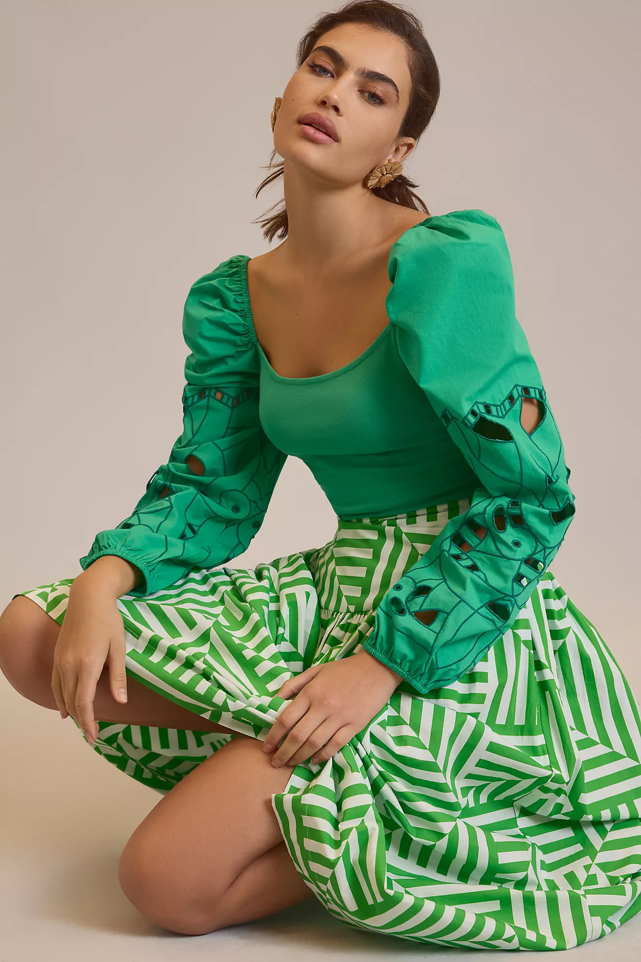 Forever That Girl Puff-Sleeve Cutwork Top | Anthropologie (US)