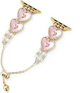 Heart-Shape & Pearl Beaded Watch Band for Women, Love Jewelry Watch Strap for Apple Watch 38/40/4... | Amazon (US)
