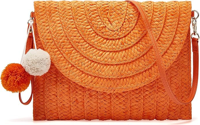 Women's Hand Wrist Straw Clutch Bag Bohemian Summer Beach Sea Purse and Handbag | Amazon (US)