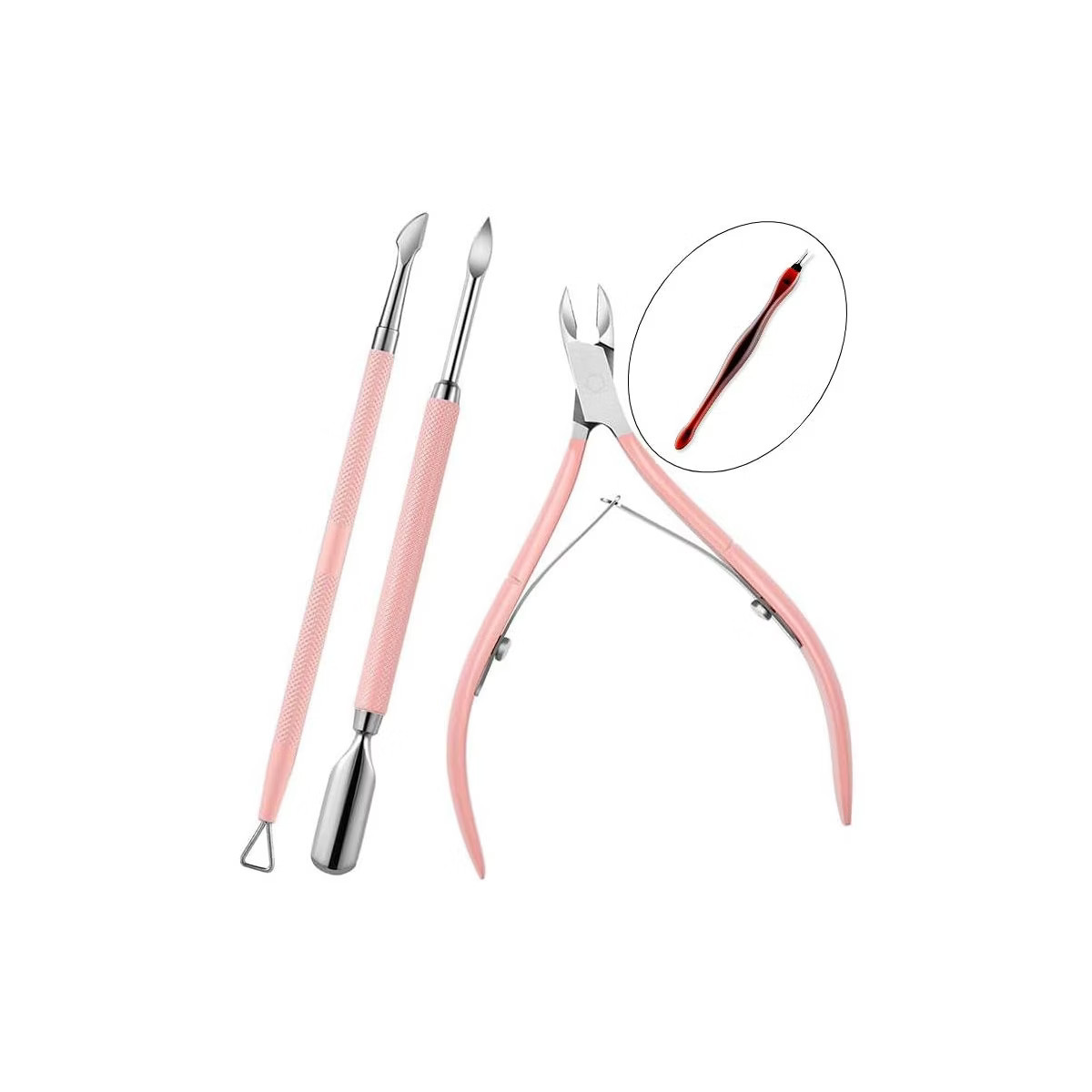 3 PCS Cuticle Trimmer with Cuticle Pusher, 3 PCS Pink Nail Cuticle Nipper Professional Pedicure M... | Target
