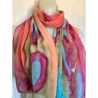 Joyful Silk Chiffon Scarf Hand Painted Original | Etsy (US)
