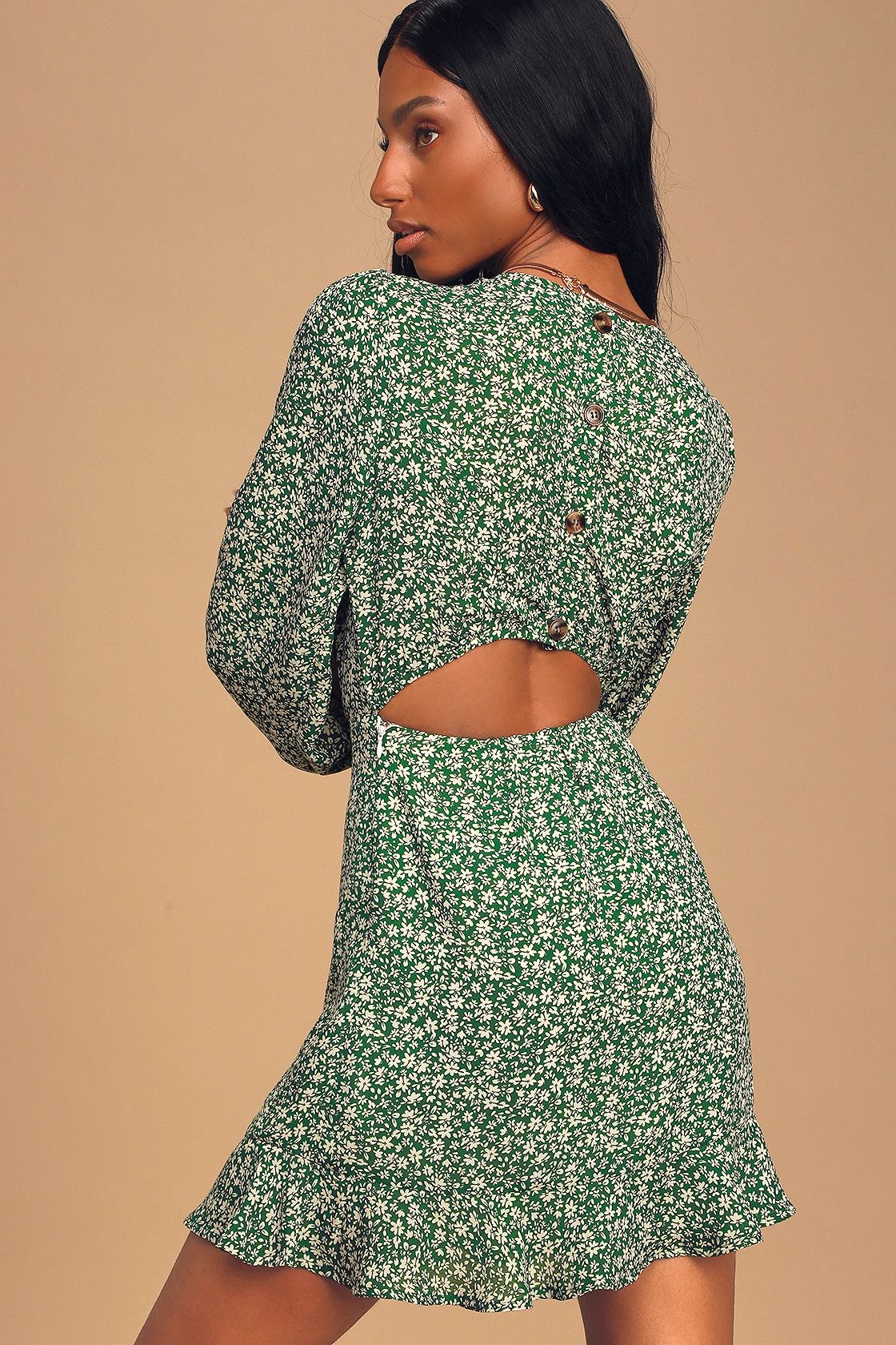 Blooming Darlin' Green Floral Print Ruffled Mini Dress | Lulus (US)