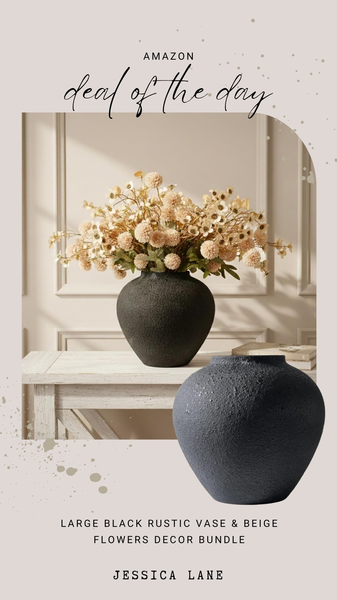 Add an effortless touch of nature to your home styling with this large black rustic vase and beige flowers decor bundle. It makes a beautiful, ready-to-display centerpiece for consoles or tables.#homestyling #vasedecor #amazonhome #interiordesign

#LTKSaleAlert #LTKHome #LTKSeasonal