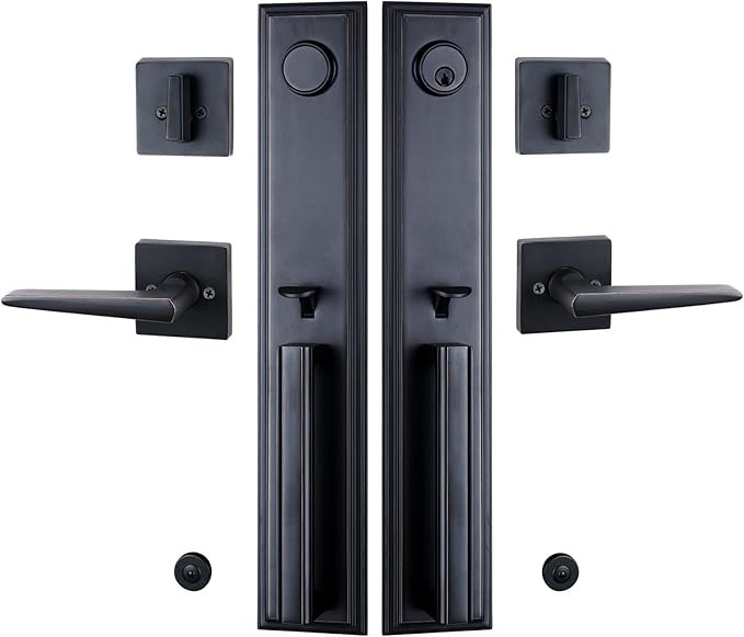 HISAFE Front Double Door Handle Set Right&Left Sided Front Door Handle with Deadbolt and Lever He... | Amazon (US)