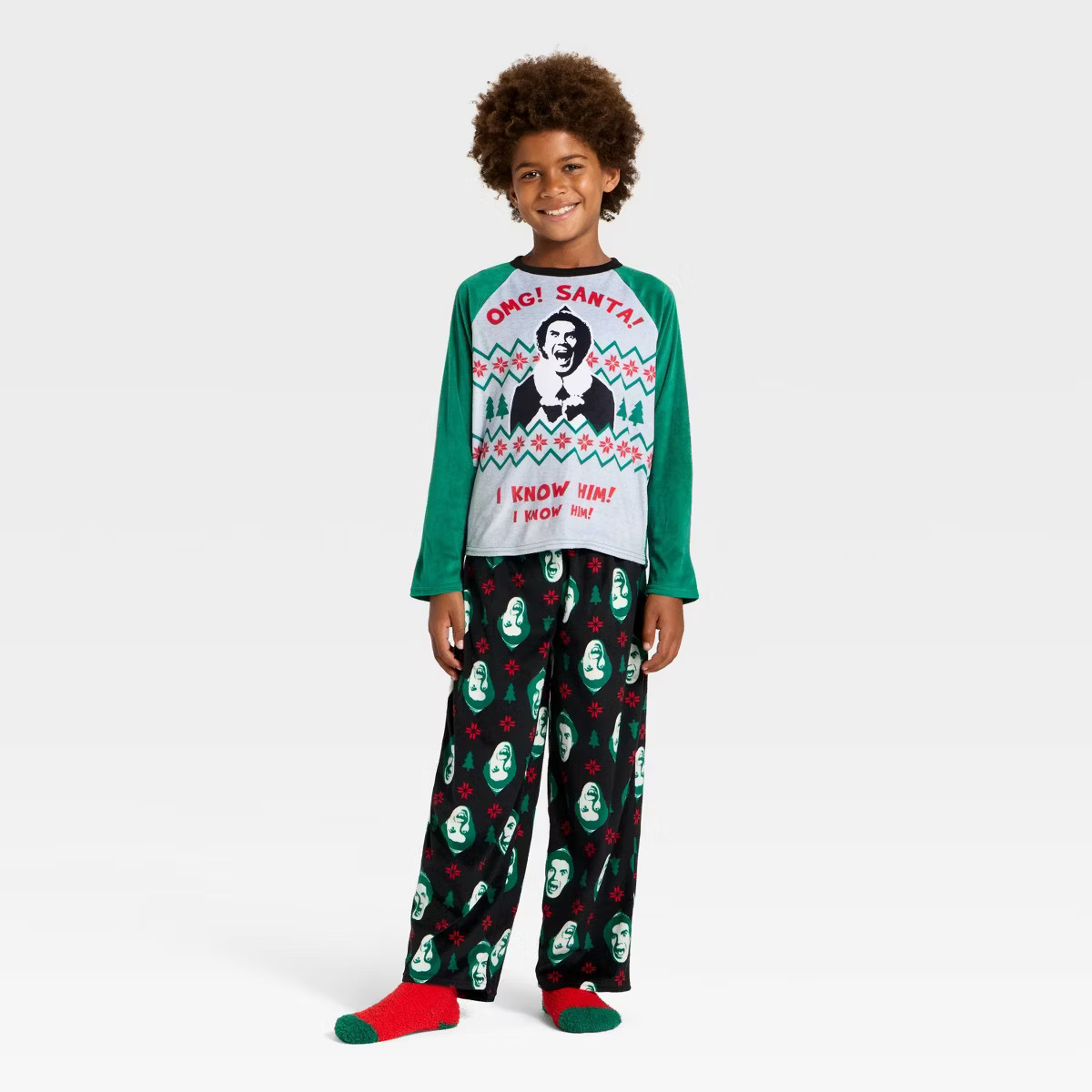 Boys' 2pc Buddy the Elf Christmas Cozy Pajama Set with Socks - Black | Target