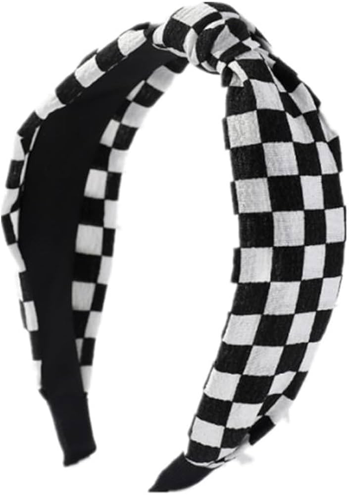 Headbands for Women Checkered Headband Knotted Head Bands Women Non Slip Top Knot Headband,Cross ... | Amazon (US)