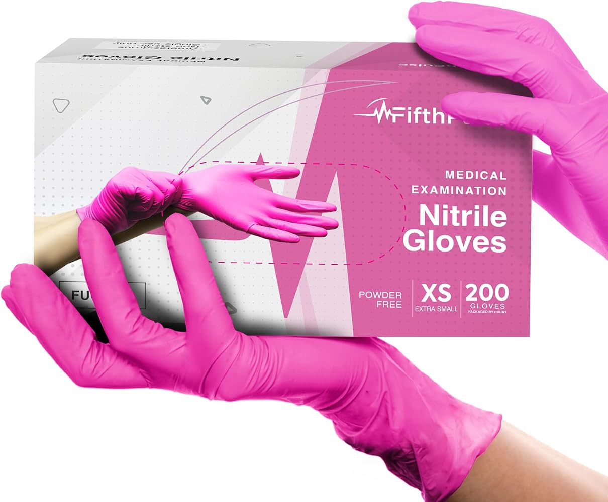 FifthPulse Fuchsia Hot Pink Nitrile Disposable Gloves - 3 Mil Nitrile - Powder and Latex Free - S... | Amazon (US)
