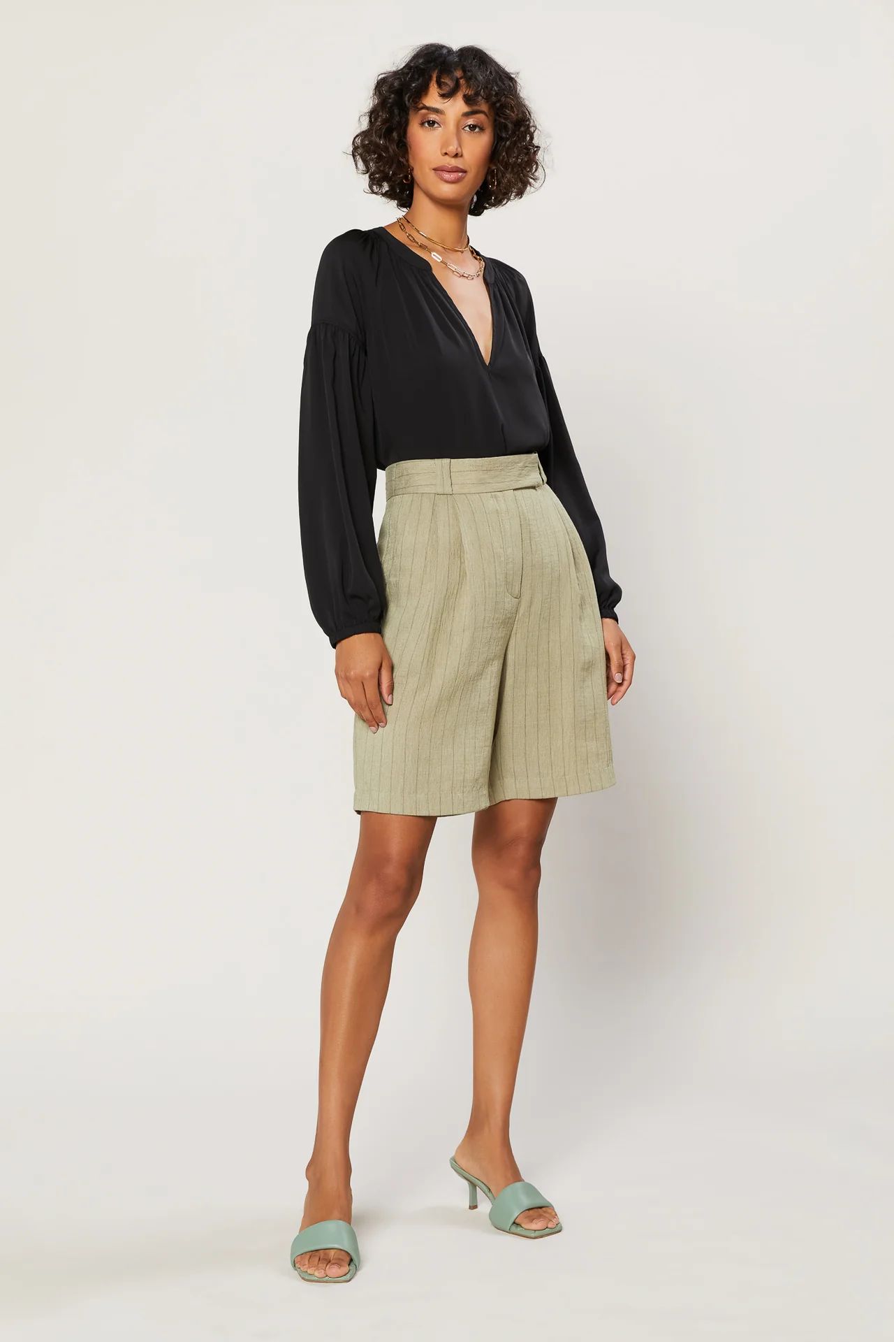 Striped Knee Length Shorts | Current Air
