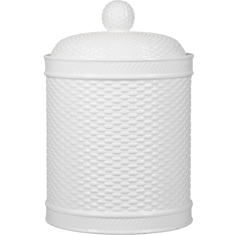 White Basket Weave Canister, 114oz | At Home