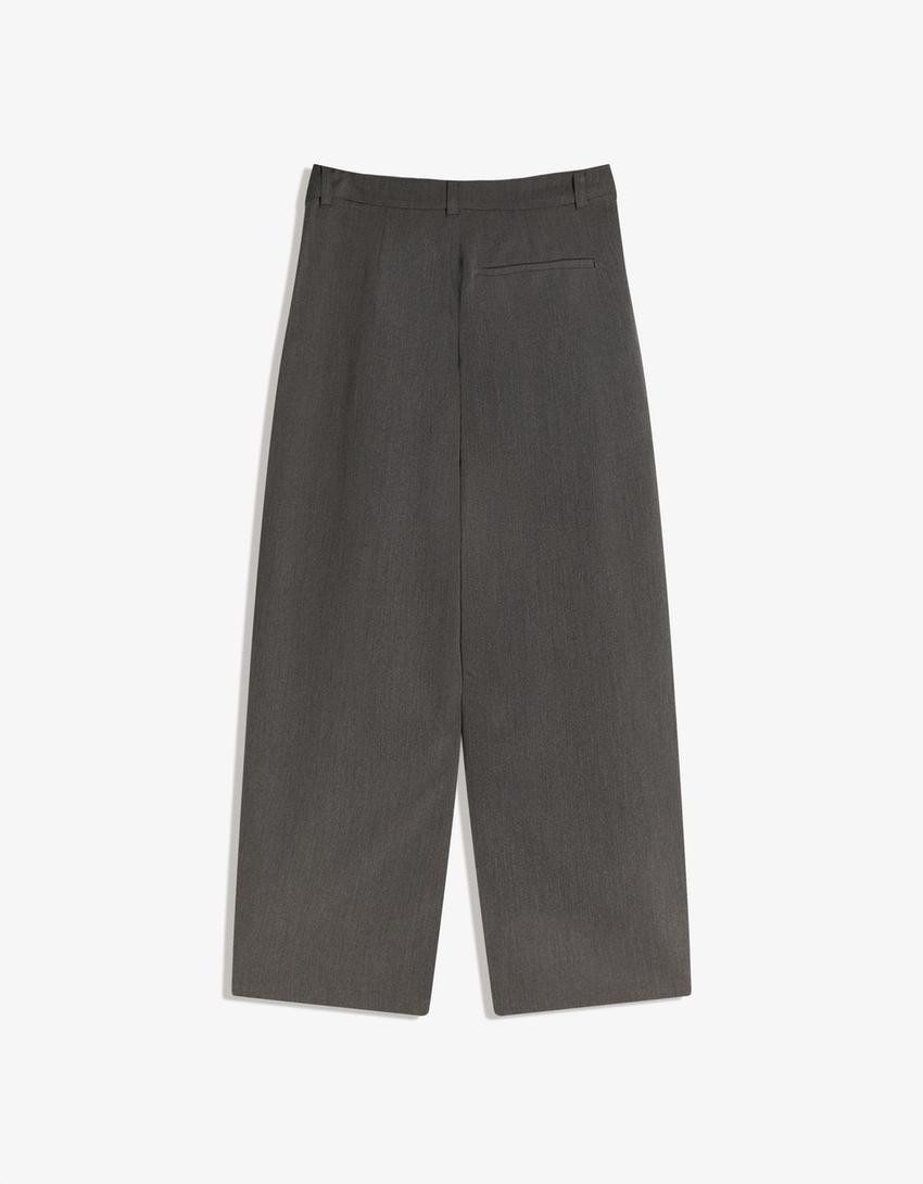 Tailored fit trousers with crossover waist - Trousers - Women | Bershka GB