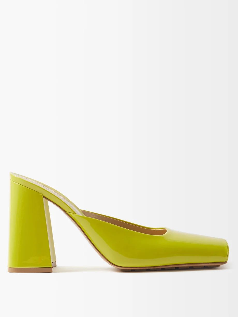 Supergloss square-toe leather mules | Matches (US)