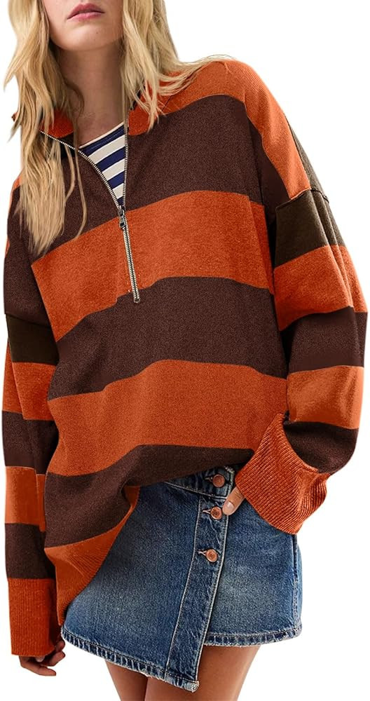 Yousify Oversized Womens Sweaters Fall 2025 Half Zipper Turtleneck Sweater Long Sleeve Tops S-2XL | Amazon (US)