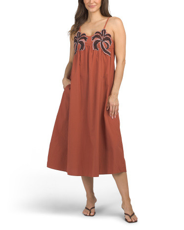 Cotton Sleeveless Embroidered Palm Tree Maxi Dress | Casual Dresses  | Marshalls | Marshalls