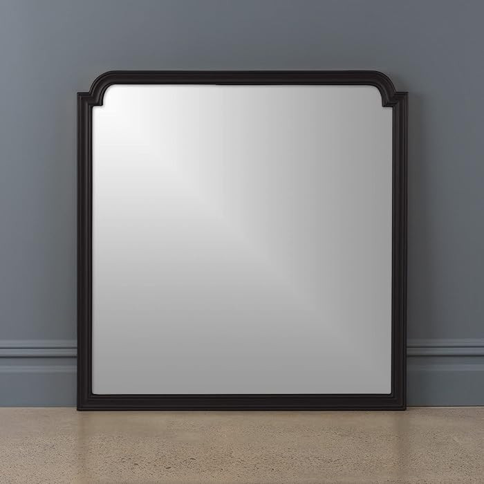 Best Home Fashion Square Notched Corner Mirror - Black Finish Wood Frame - 35” W x 35” H | Amazon (US)