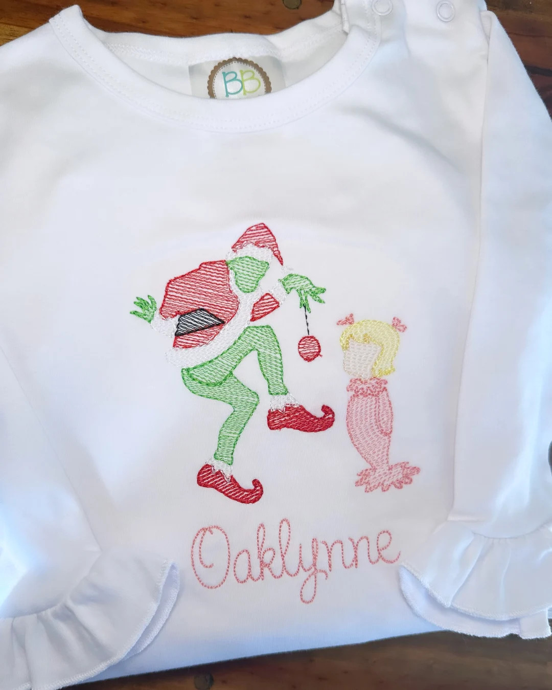 Christmas Mean One, Girl Christmas Shirt. Toddler Christmas Embroidery Shirt Christmas Monogram B... | Etsy (US)