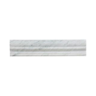 Carrara White 2.5 in. x 11.75 in. Honed Marble Wall Crown Tile | The Home Depot