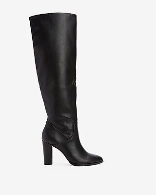 Vegan Leather Heeled Stovepipe Boots | Express
