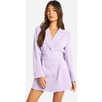 Womens Obi Tie Waist Tailored Blazer Dress - Purple - 2 | boohoo (US & Canada)